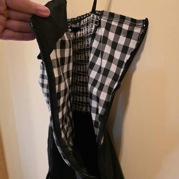Sourpuss Black/White Checkered Romper L - Picture 4 of 7